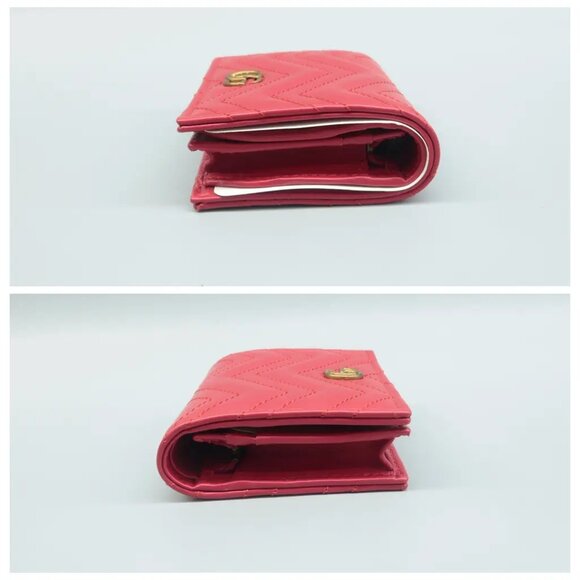 100% Authentic GUCCI GG Marmont Red Leather Wallet - Picture 4 of 12